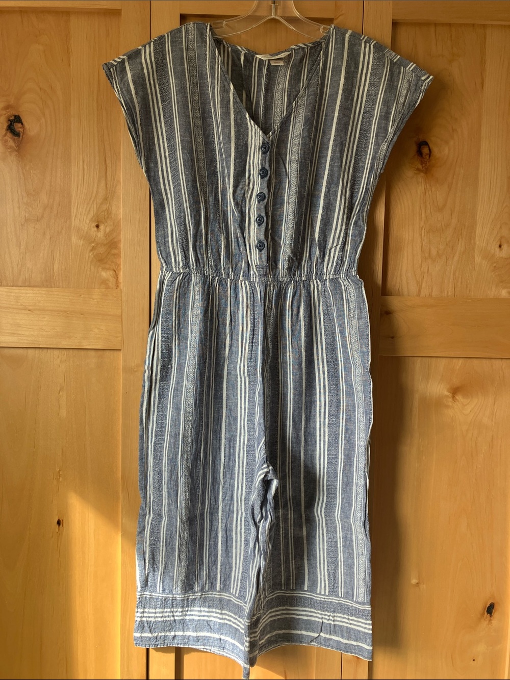 Christopher & Banks Blue and White Striped Midi Dress
